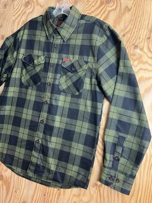 Dixxon Flannel Co. DFC 12 Gauge Shirt Men's M O.D. Green Black Red Plaid Button - Thumbnail 2