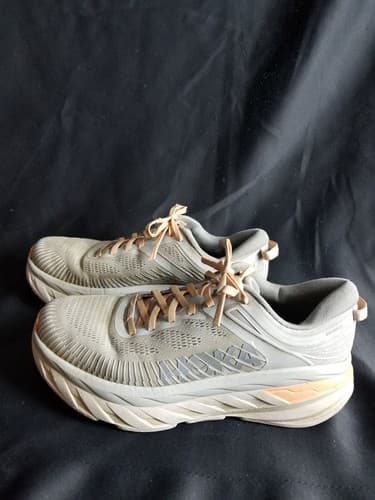 Hoka One One Bondi 7 Womens 10 Shoes Gray Running Walking Cushion Gym Sneaker - Thumbnail 6