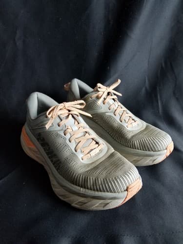 Hoka One One Bondi 7 Womens 10 Shoes Gray Running Walking Cushion Gym Sneaker - Image 1