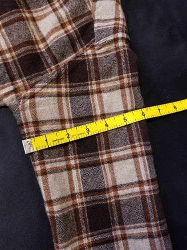Pendleton Vintage 50s 60s Hand Tailored Wool Plaid Flannel Shirt Brown Custom S - Thumbnail 12