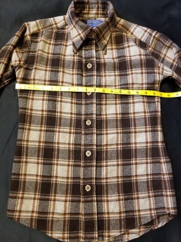 Pendleton Vintage 50s 60s Hand Tailored Wool Plaid Flannel Shirt Brown Custom S - Thumbnail 8