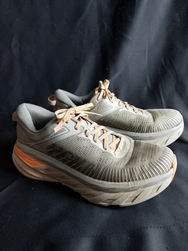 Hoka One One Bondi 7 Womens 10 Shoes Gray Running Walking Cushion Gym Sneaker - Thumbnail 2