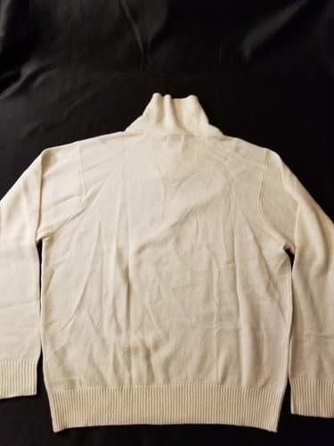 Rare PETER MILLAR Mens 2XL Shawl Sweater Cashmere/ Linen Knit White Cream Button - Thumbnail 3