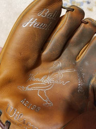 Vintage Wilson Hank Sauer HAWK A2196 LEATHER Baseball Glove Mitt GRIP POCKET - Thumbnail 4