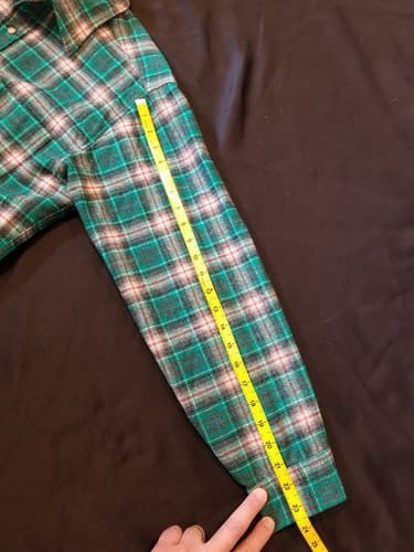Vintage Pendleton Virgin Wool Flannel Men's L Button Up Shirt Green Red Retro - Thumbnail 10