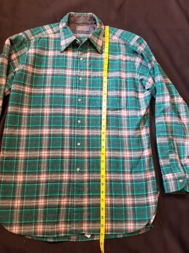 Vintage Pendleton Virgin Wool Flannel Men's L Button Up Shirt Green Red Retro - Thumbnail 8