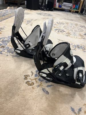 Flow Snowboard Bindings Mens Large The Five LTD Black White *Small Crack *READ - Thumbnail 5