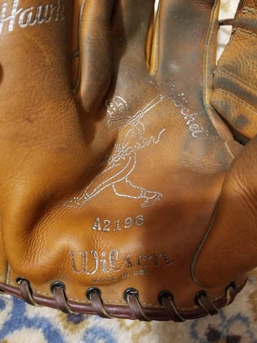 Vintage Wilson Hank Sauer HAWK A2196 LEATHER Baseball Glove Mitt GRIP POCKET - Thumbnail 3