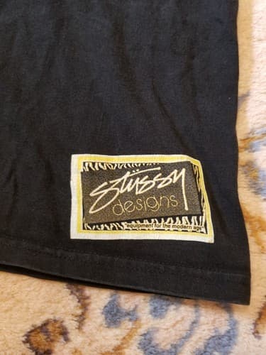 Vtg Stussy Surfman Tank Top Mens Size M Front Back logo Rasta Jah Black Shirt - Thumbnail 5