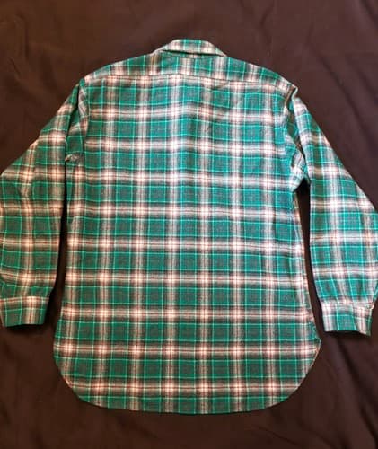 Vintage Pendleton Virgin Wool Flannel Men's L Button Up Shirt Green Red Retro - Thumbnail 7