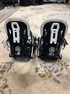 Flow Snowboard Bindings Mens Large The Five LTD Black White *Small Crack *READ - Thumbnail 4