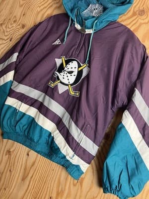 VTG Anaheim Mighty Ducks Apex One 1/4 Zip Jacket Hockey Womens/ Boys L Hooded - Thumbnail 4