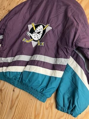 VTG Anaheim Mighty Ducks Apex One 1/4 Zip Jacket Hockey Womens/ Boys L Hooded - Thumbnail 18