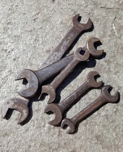 Lot Of 5 Vintage Wrenches Spanners Buffalo VLChek Antique Wrench Set Unbranded - Image 1