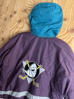 VTG Anaheim Mighty Ducks Apex One 1/4 Zip Jacket Hockey Womens/ Boys L Hooded - Thumbnail 16