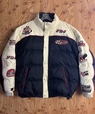 Vtg FUBU Racing 5 Automotive Applications Mens XL Down Jacket The Collection - Image 1