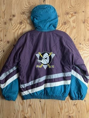 VTG Anaheim Mighty Ducks Apex One 1/4 Zip Jacket Hockey Womens/ Boys L Hooded - Thumbnail 15