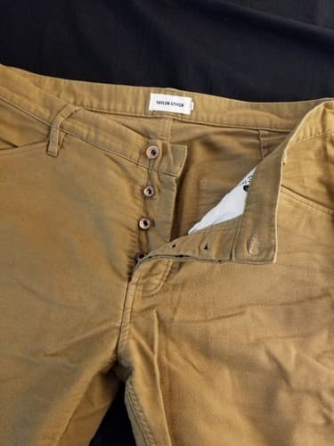 Taylor Stitch Organic Cotton Mens 32x35 Khaki Soft Casual Button Dress Pants - Thumbnail 5