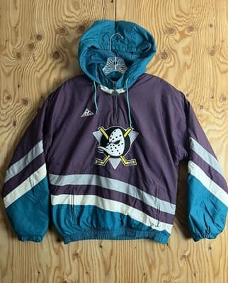 VTG Anaheim Mighty Ducks Apex One 1/4 Zip Jacket Hockey Womens/ Boys L Hooded - Image 1