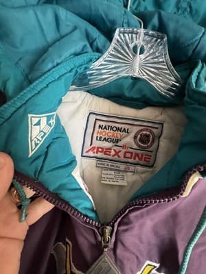 VTG Anaheim Mighty Ducks Apex One 1/4 Zip Jacket Hockey Womens/ Boys L Hooded - Thumbnail 9