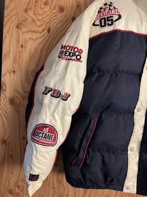Vtg FUBU Racing 5 Automotive Applications Mens XL Down Jacket The Collection - Thumbnail 2