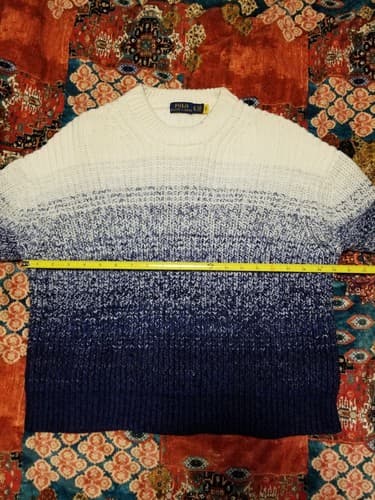 Polo Ralph Lauren Womens S Wool /Lambs Sweater Gradient Blue White Knit READ - Thumbnail 7