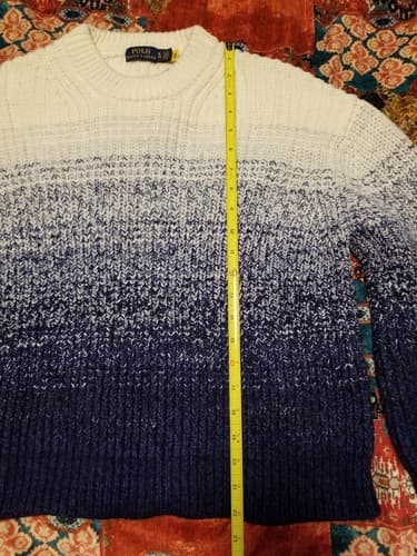 Polo Ralph Lauren Womens S Wool /Lambs Sweater Gradient Blue White Knit READ - Thumbnail 6