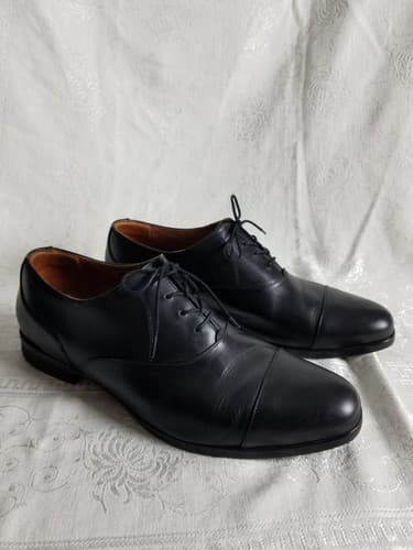Wolf & Shepherd Black Leather Oxfords Derbys Mens 12.5 Cap Toe Dress Shoes - Thumbnail 2