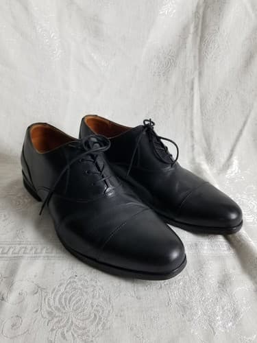 Wolf & Shepherd Black Leather Oxfords Derbys Mens 12.5 Cap Toe Dress Shoes - Image 1