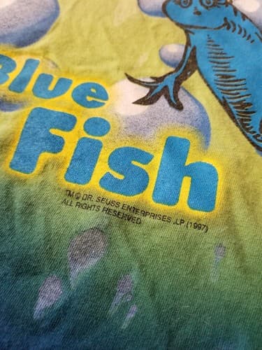 Vtg DR SUESS 1997 TWO FISH RED FISH BLUE FISH TYE DYE T SHIRT SIZE XL - Thumbnail 3