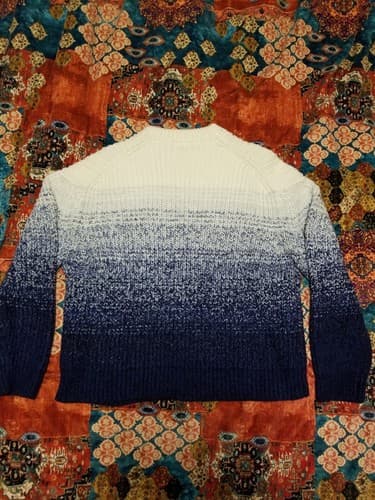 Polo Ralph Lauren Womens S Wool /Lambs Sweater Gradient Blue White Knit READ - Thumbnail 3