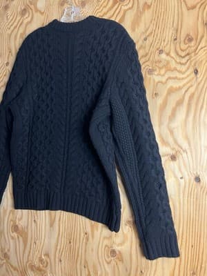 Rag & Bone Mens L Pullover Black Crew Merino Wool Sweater Cable Thick Chunky - Thumbnail 11