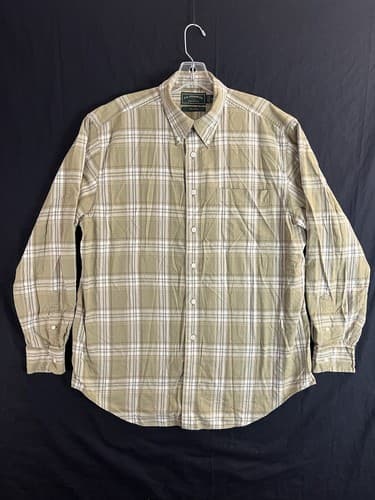 Filson Shirt Mens Large Green Brown White Flannel Long Sleeve Button Up Plaid - Image 1
