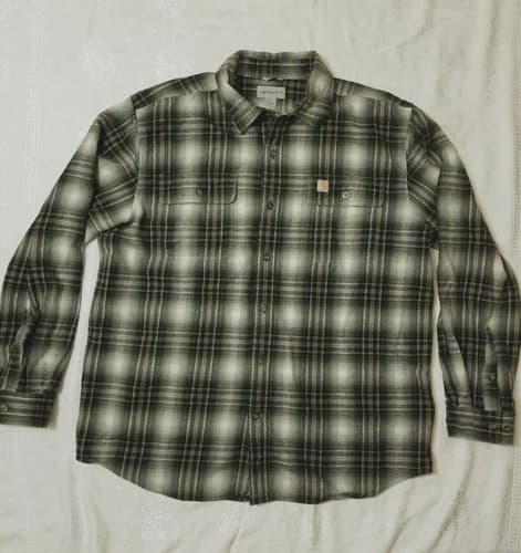 Carhartt Hubbard Flannel Shirt Mens L Heavyweight Plaid Long Sleeve Button Up