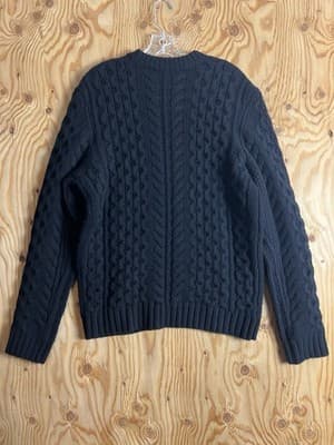 Rag & Bone Mens L Pullover Black Crew Merino Wool Sweater Cable Thick Chunky - Thumbnail 10