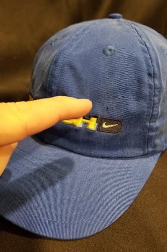 VTG 90s Nike SWOOSH Script Strapback Spellout Hat Cap Blue Cap Adjustable Rayon - Thumbnail 12