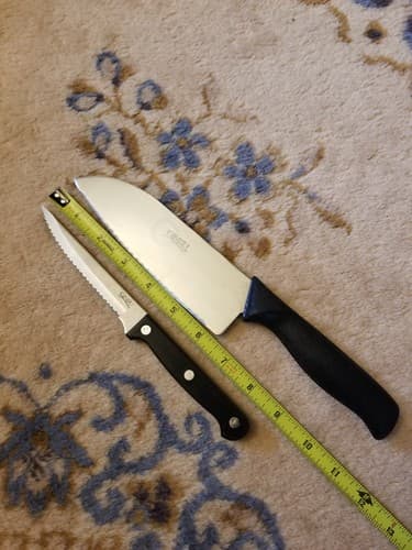 2 Ginsu Knives Chef Knife 6" Serrated Blade Steak All Purpose Black Handle Set - Thumbnail 8