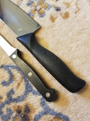 2 Ginsu Knives Chef Knife 6" Serrated Blade Steak All Purpose Black Handle Set - Thumbnail 6