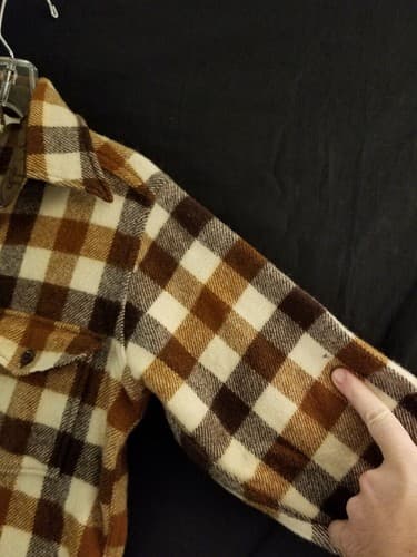 Vintage Woolrich Flannel-Shirt Brown Wool Shacket Jacket Plaid Medium 80s - Thumbnail 10