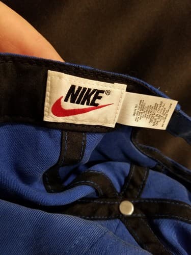 VTG 90s Nike SWOOSH Script Strapback Spellout Hat Cap Blue Cap Adjustable Rayon - Thumbnail 9