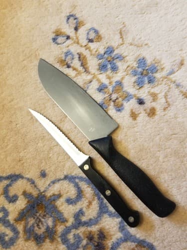 2 Ginsu Knives Chef Knife 6" Serrated Blade Steak All Purpose Black Handle Set - Thumbnail 5