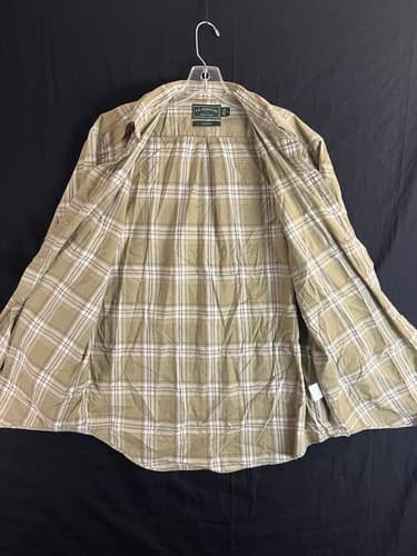 Filson Shirt Mens Large Green Brown White Flannel Long Sleeve Button Up Plaid - Thumbnail 2
