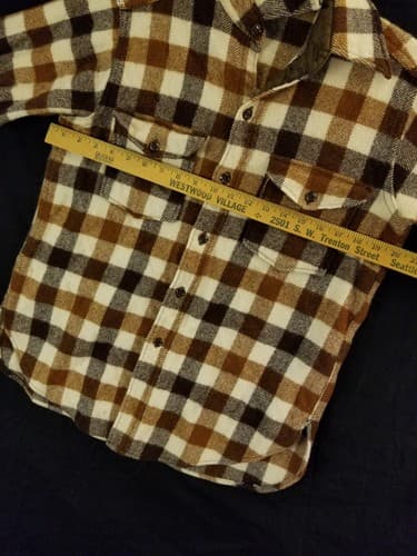Vintage Woolrich Flannel-Shirt Brown Wool Shacket Jacket Plaid Medium 80s - Thumbnail 12