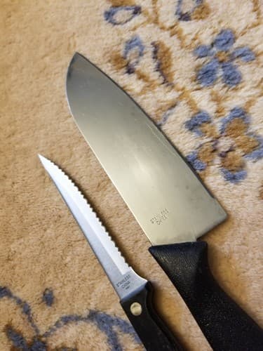 2 Ginsu Knives Chef Knife 6" Serrated Blade Steak All Purpose Black Handle Set - Thumbnail 7