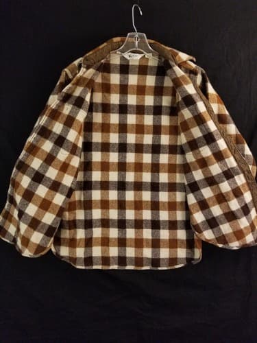 Vintage Woolrich Flannel-Shirt Brown Wool Shacket Jacket Plaid Medium 80s - Thumbnail 4