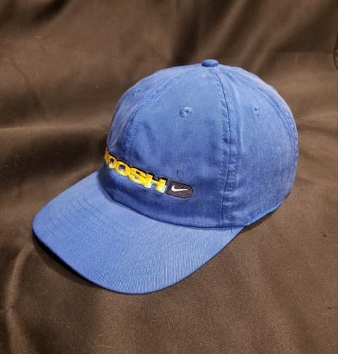 VTG 90s Nike SWOOSH Script Strapback Spellout Hat Cap Blue Cap Adjustable Rayon - Thumbnail 2