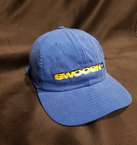 VTG 90s Nike SWOOSH Script Strapback Spellout Hat Cap Blue Cap Adjustable Rayon - Thumbnail 6