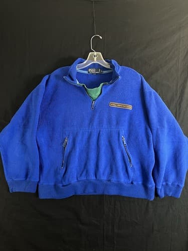VTG 90s RL 2000 POLO Ralph Lauren Sz S Thick Ski Sweater Cobalt Blue Classic 1/4 - Image 1