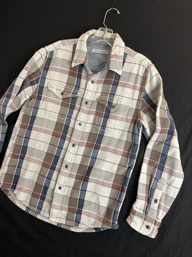 Outerknown Gray / White Red Blue Plaid Blanket Button Down Shirt Long Sleeve - Thumbnail 2