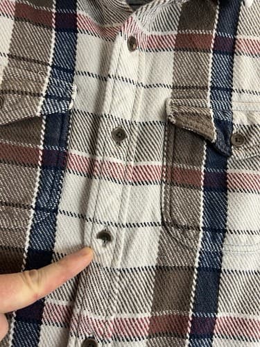 Outerknown Gray / White Red Blue Plaid Blanket Button Down Shirt Long Sleeve - Thumbnail 6